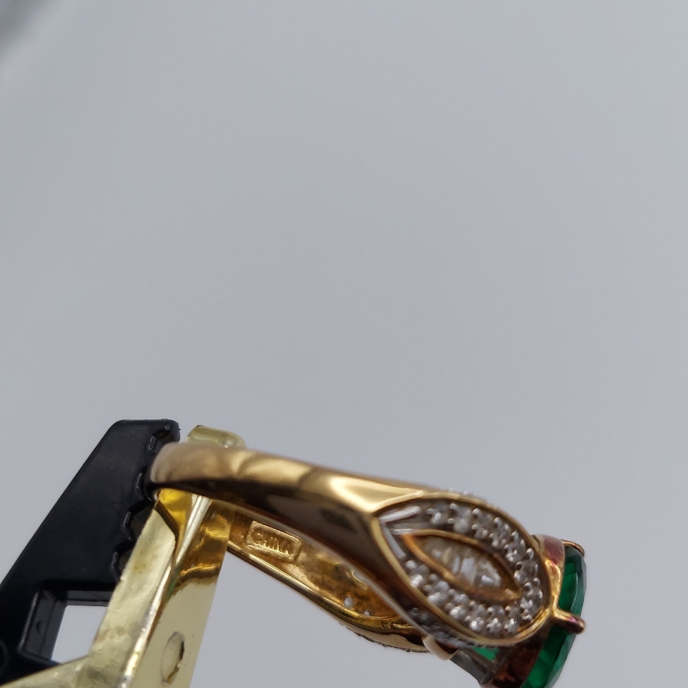 Vintage GOS 925 Faceted Green Stone and Cz. GC & Attractive. - Picture 8 of 11